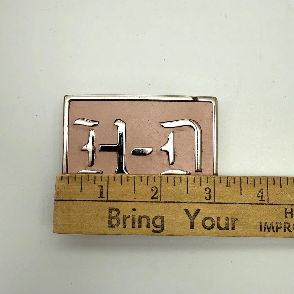 Y2K Harley-Davidson‎ Womens Belt Buckle Pink Leather Inlay Silver Tone H-D Logo